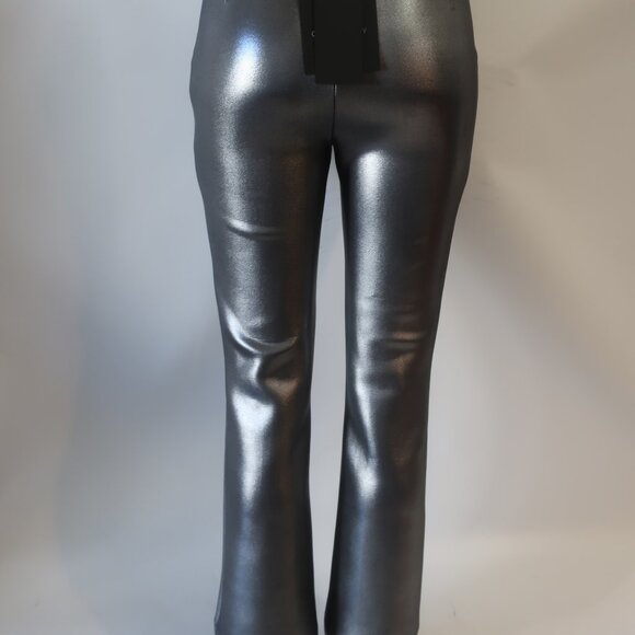 NWT Womens Cynthia Rowley Metallic Cropped Bonded Gunmetal Pants 6 - Picture 4 of 6